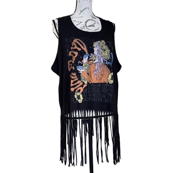 Black Pink Floyd Classic Fit Cotton Fringe Tank - Torrid Size 3 Plus Size - Picture 3 of 6